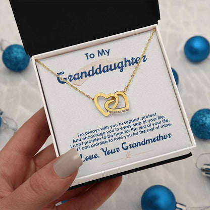 To My Granddaughter, I Love You For The Rest Of My Life, Interlocking Hearts Necklace, Gift from Grandmother