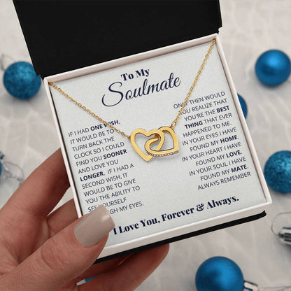 To my Soulmate, I love you forever & always, Interlocking Hearts Necklace, Gift for Wife/ Girlfriend