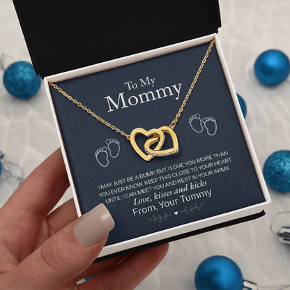 To My Mommy, Love From Your Tummy, Interlocking Hearts Necklace, Pregnancy Gift