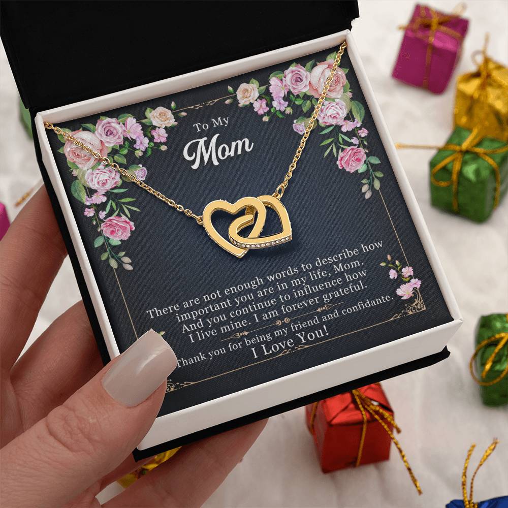 To my Mom, Thank You For Being My Friend, Interlocking Hearts Necklace, Gift from Daughter/Son