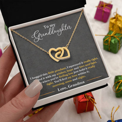 To My Granddaughter, You'll Feel My Love Within This, Interlocking Hearts Necklace, Gift from Grandma
