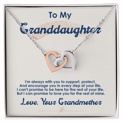 To My Granddaughter, I Love You For The Rest Of My Life, Interlocking Hearts Necklace, Gift from Grandmother