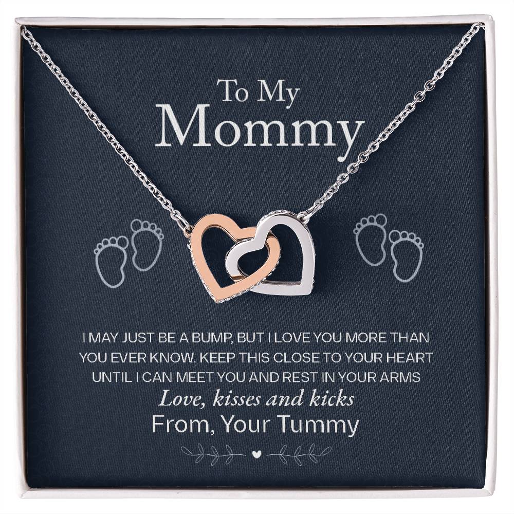 To My Mommy, Love From Your Tummy, Interlocking Hearts Necklace, Pregnancy Gift