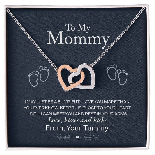 To My Mommy, Love From Your Tummy, Interlocking Hearts Necklace, Pregnancy Gift