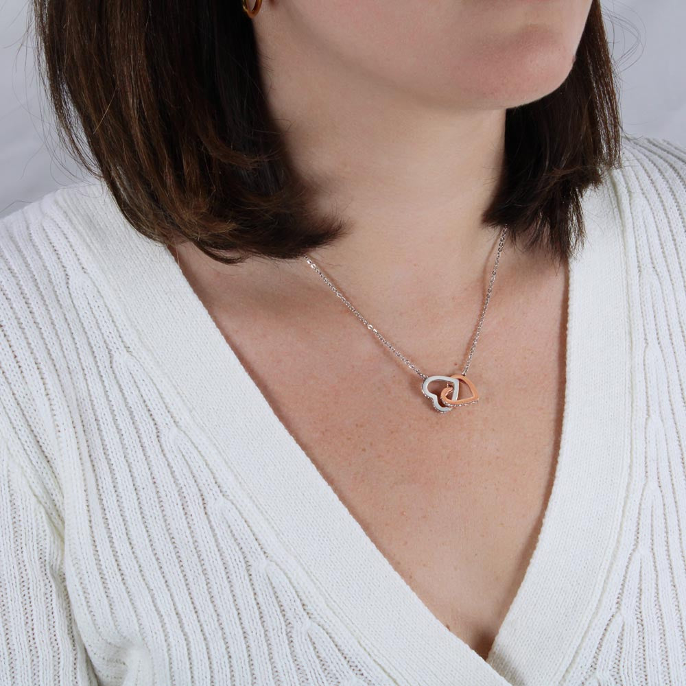 To My Mom, To Me You Are the World, Interlocking Hearts Necklace, Gift from Daughter