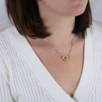 To My Mom, To Me You Are the World, Interlocking Hearts Necklace, Gift from Daughter