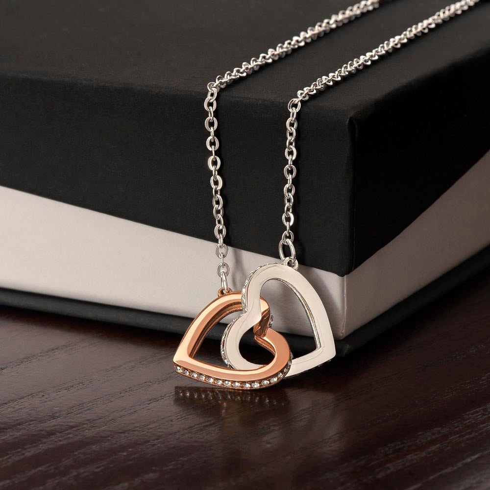 To My Mom, To Me You Are the World, Interlocking Hearts Necklace, Gift from Daughter