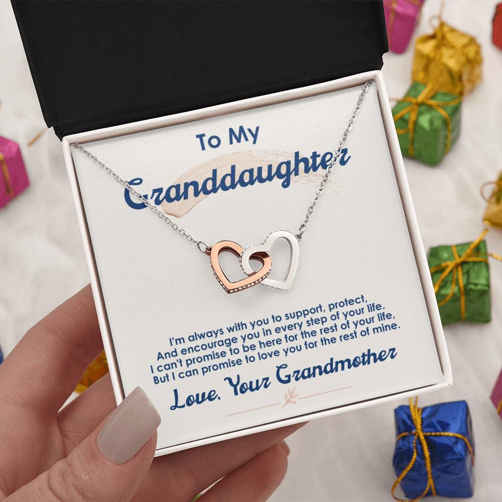 To My Granddaughter, I Love You For The Rest Of My Life, Interlocking Hearts Necklace, Gift from Grandmother