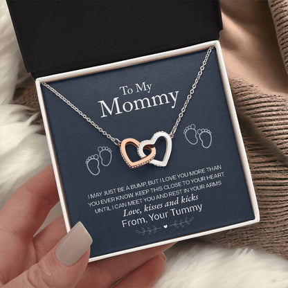 To My Mommy, Love From Your Tummy, Interlocking Hearts Necklace, Pregnancy Gift