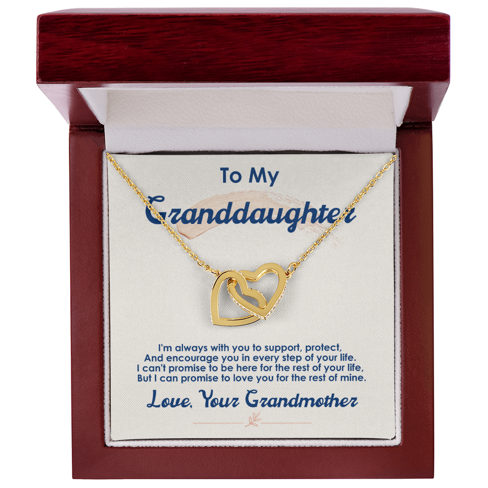 To My Granddaughter, I Love You For The Rest Of My Life, Interlocking Hearts Necklace, Gift from Grandmother
