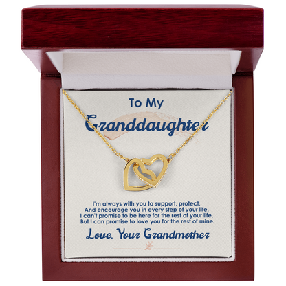 To My Granddaughter, I Love You For The Rest Of My Life, Interlocking Hearts Necklace, Gift from Grandmother
