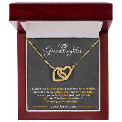 To My Granddaughter, You'll Feel My Love Within This, Interlocking Hearts Necklace, Gift from Grandma