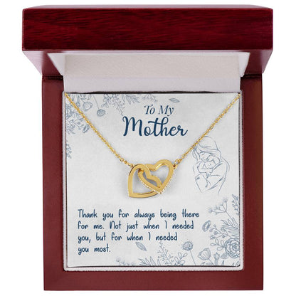 To My Mother, Thank You For Always Being There, Interlocking Hearts Necklace, Gift from Daughter