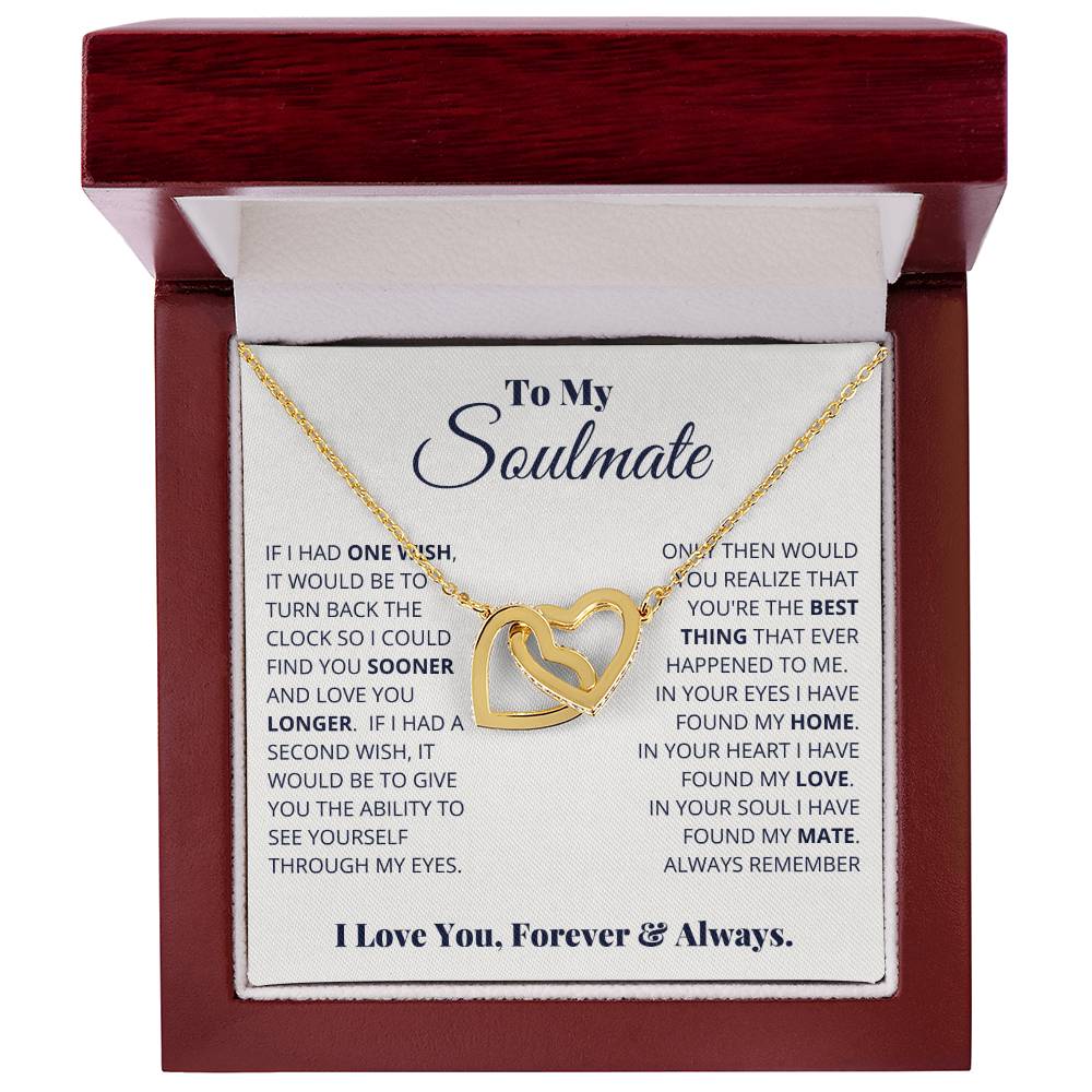 To my Soulmate, I love you forever & always, Interlocking Hearts Necklace, Gift for Wife/ Girlfriend