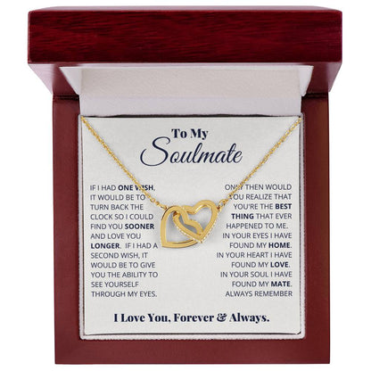 To my Soulmate, I love you forever & always, Interlocking Hearts Necklace, Gift for Wife/ Girlfriend