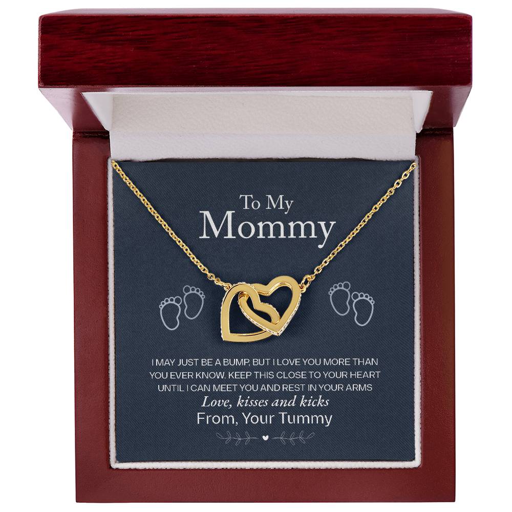 To My Mommy, Love From Your Tummy, Interlocking Hearts Necklace, Pregnancy Gift