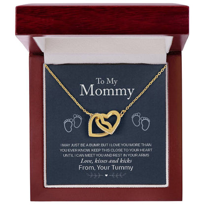 To My Mommy, Love From Your Tummy, Interlocking Hearts Necklace, Pregnancy Gift