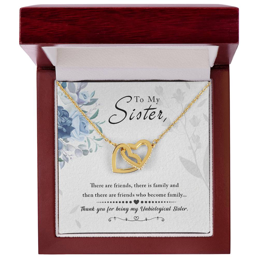 To My Sister, Thank You for Being My Unbiological Sister, Interlocking Hearts Necklace