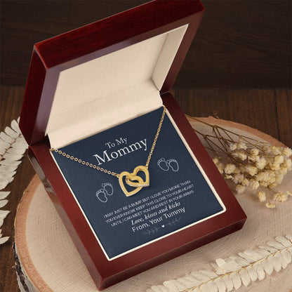 To My Mommy, Love From Your Tummy, Interlocking Hearts Necklace, Pregnancy Gift