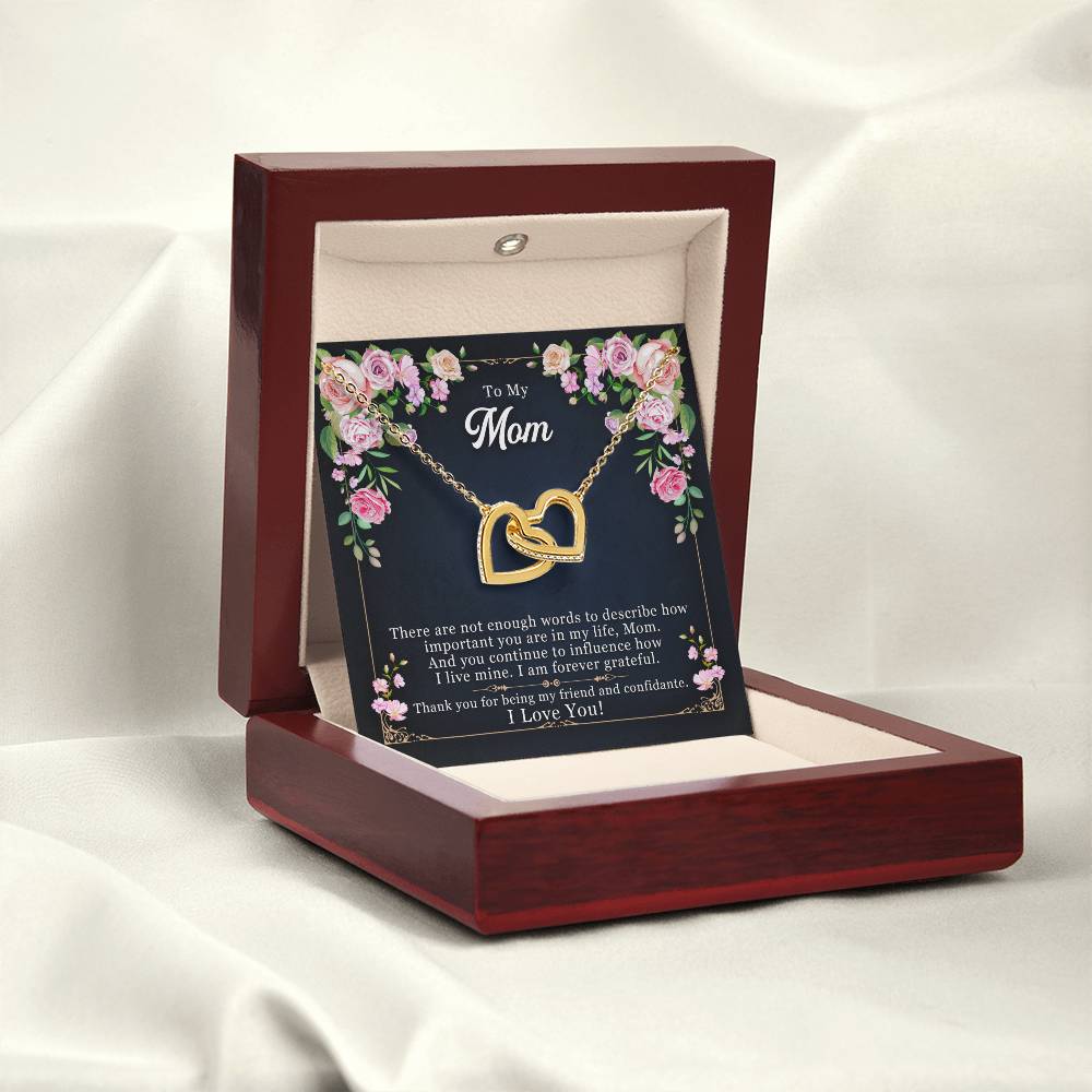 To my Mom, Thank You For Being My Friend, Interlocking Hearts Necklace, Gift from Daughter/Son