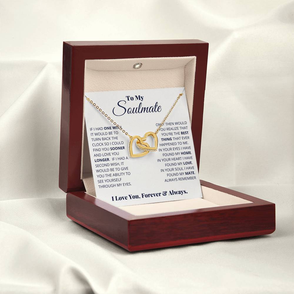 To my Soulmate, I love you forever & always, Interlocking Hearts Necklace, Gift for Wife/ Girlfriend
