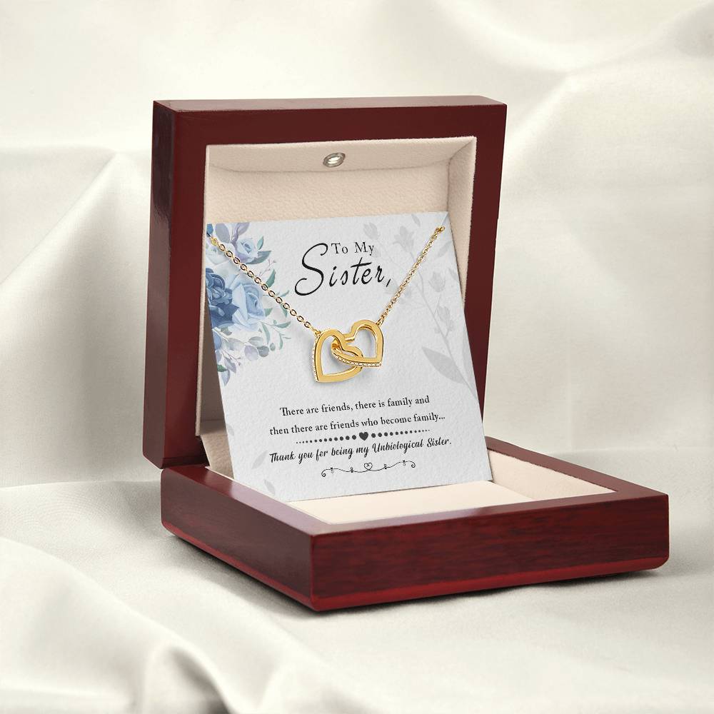 To My Sister, Thank You for Being My Unbiological Sister, Interlocking Hearts Necklace