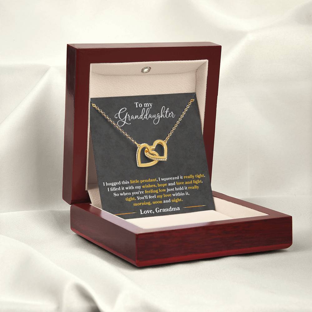 To My Granddaughter, You'll Feel My Love Within This, Interlocking Hearts Necklace, Gift from Grandma