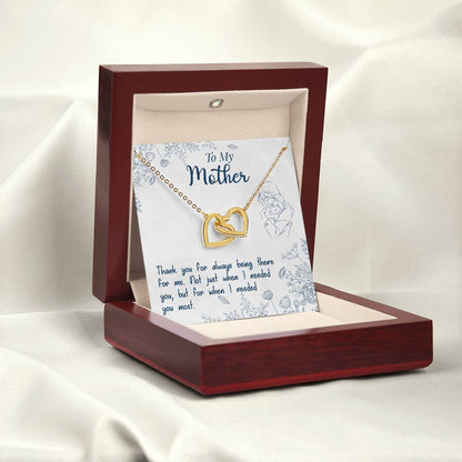 To My Mother, Thank You For Always Being There, Interlocking Hearts Necklace, Gift from Daughter