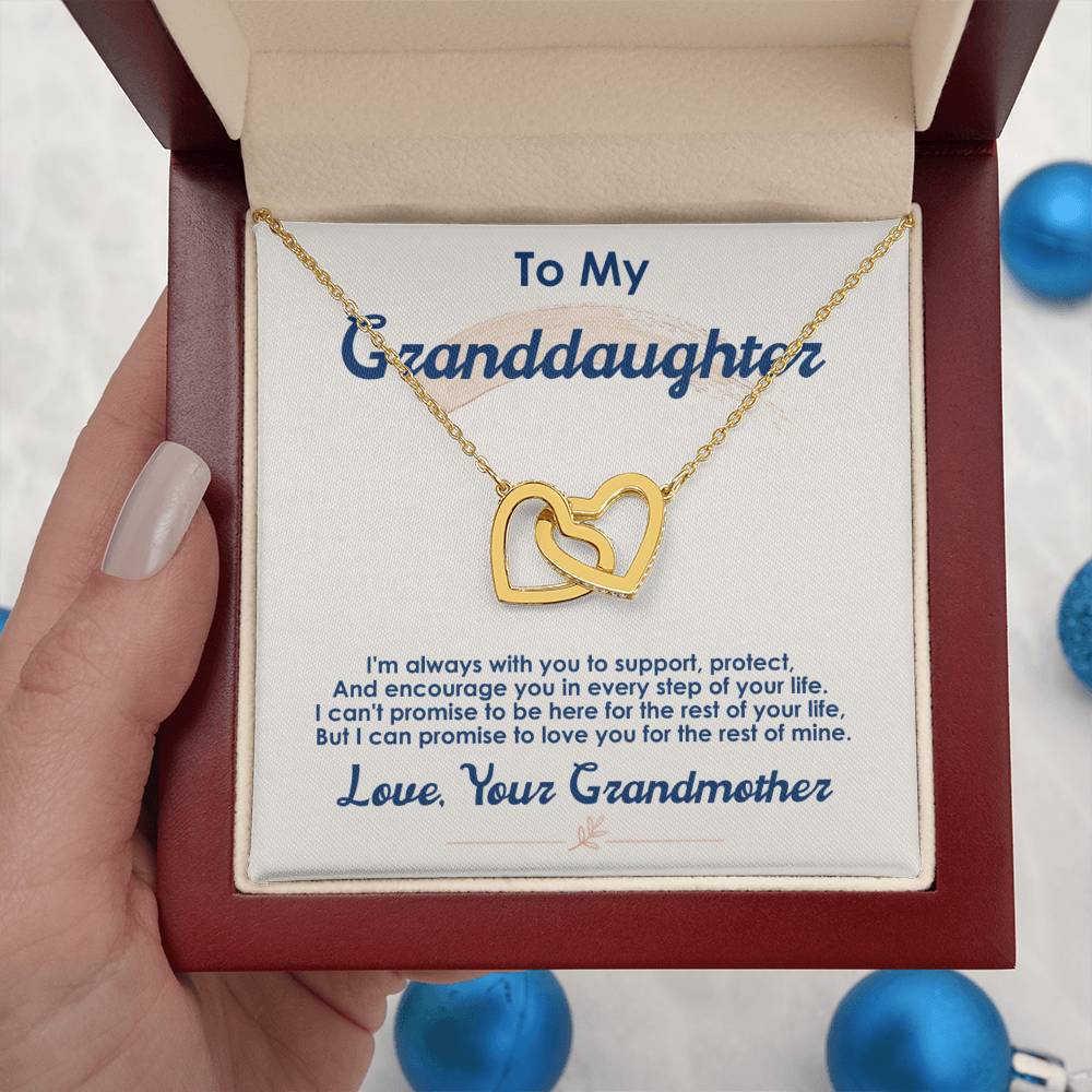 To My Granddaughter, I Love You For The Rest Of My Life, Interlocking Hearts Necklace, Gift from Grandmother
