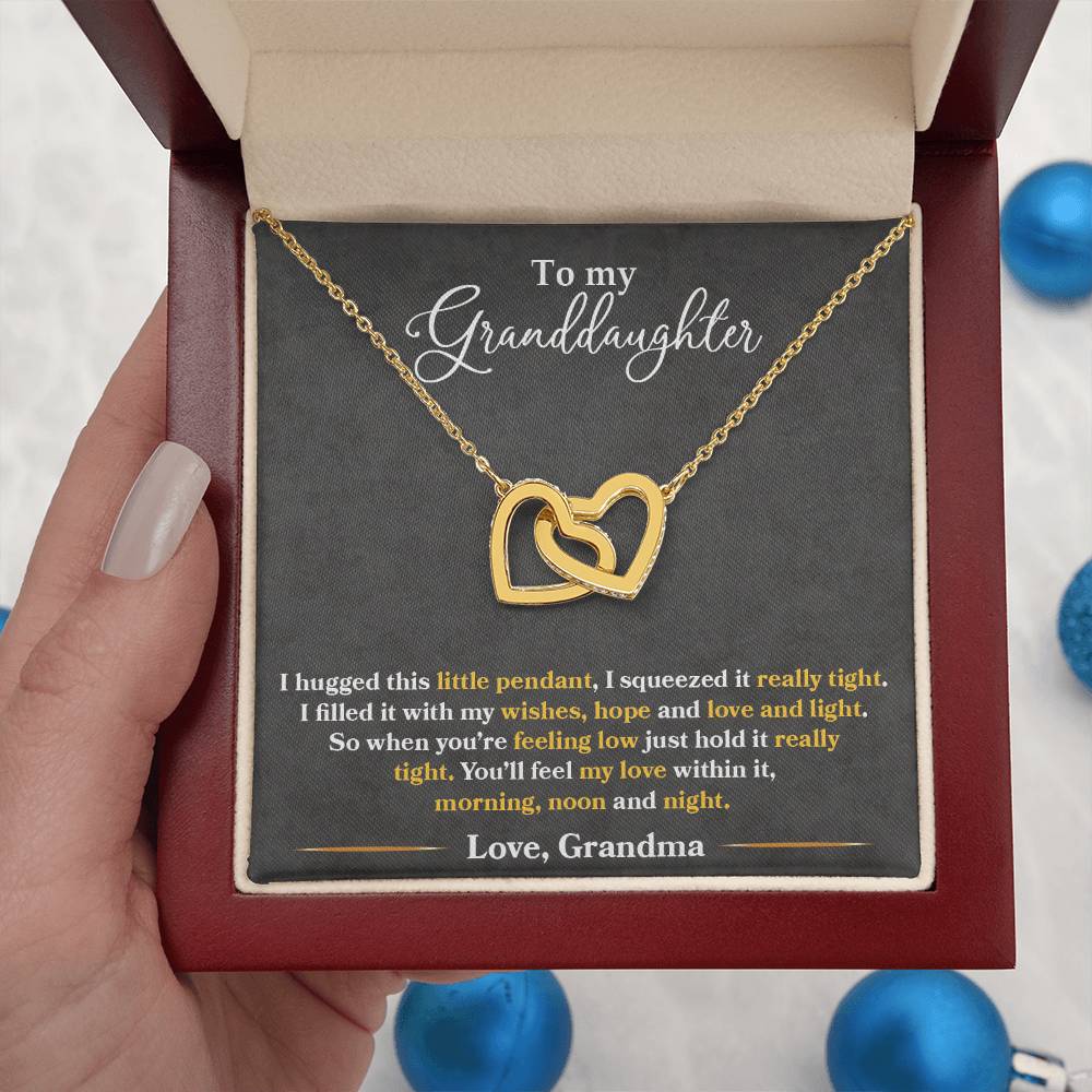 To My Granddaughter, You'll Feel My Love Within This, Interlocking Hearts Necklace, Gift from Grandma
