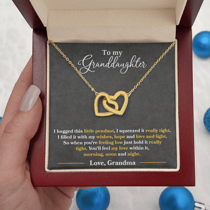 To My Granddaughter, You'll Feel My Love Within This, Interlocking Hearts Necklace, Gift from Grandma