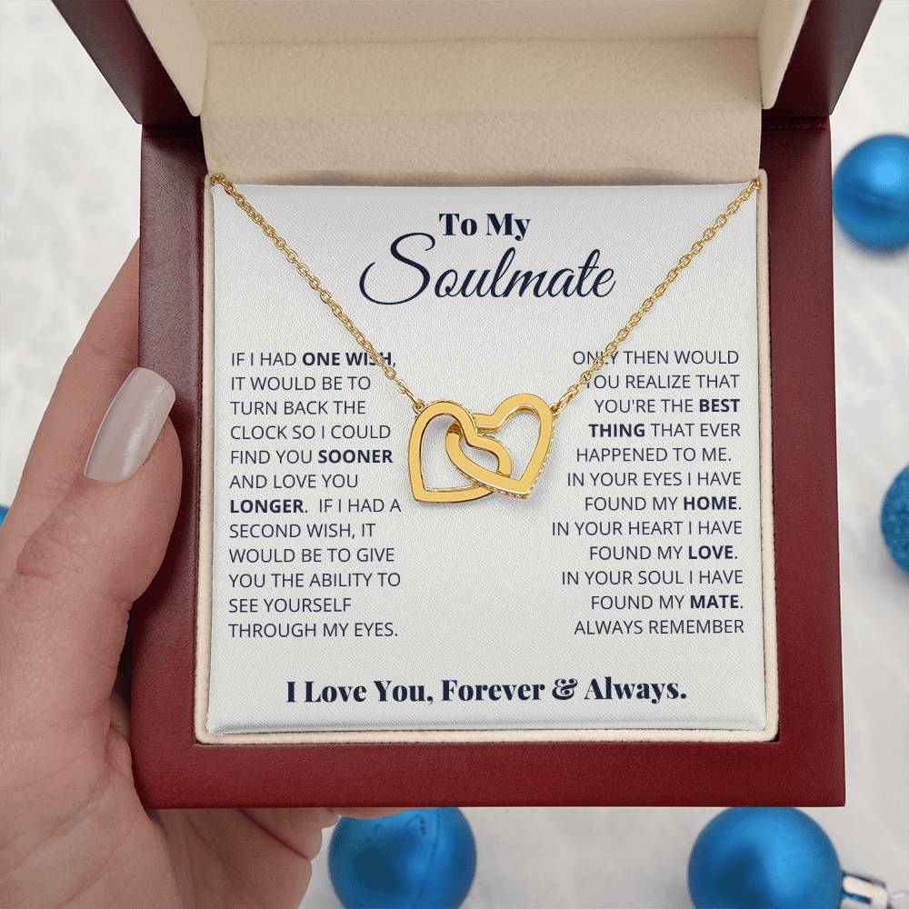 To my Soulmate, I love you forever & always, Interlocking Hearts Necklace, Gift for Wife/ Girlfriend
