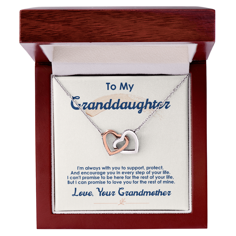 To My Granddaughter, I Love You For The Rest Of My Life, Interlocking Hearts Necklace, Gift from Grandmother