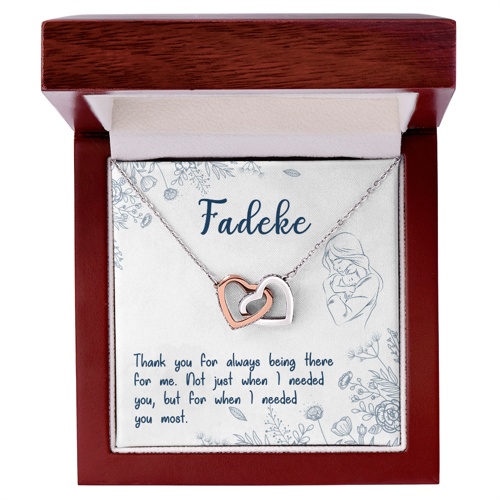 Fadeke, Thank You For Always Being There,  Custom Interlocking Hearts Necklace, Gift from Daughter