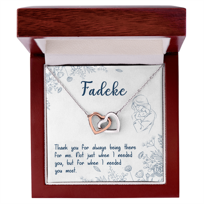 Fadeke, Thank You For Always Being There,  Custom Interlocking Hearts Necklace, Gift from Daughter