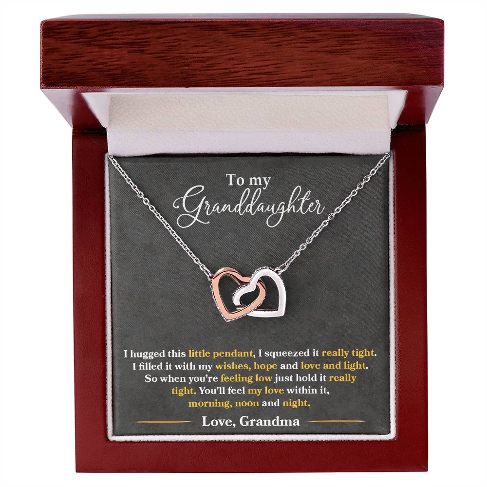 To My Granddaughter, You'll Feel My Love Within This, Interlocking Hearts Necklace, Gift from Grandma