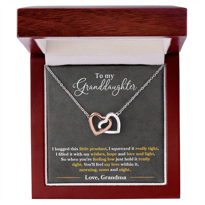 To My Granddaughter, You'll Feel My Love Within This, Interlocking Hearts Necklace, Gift from Grandma