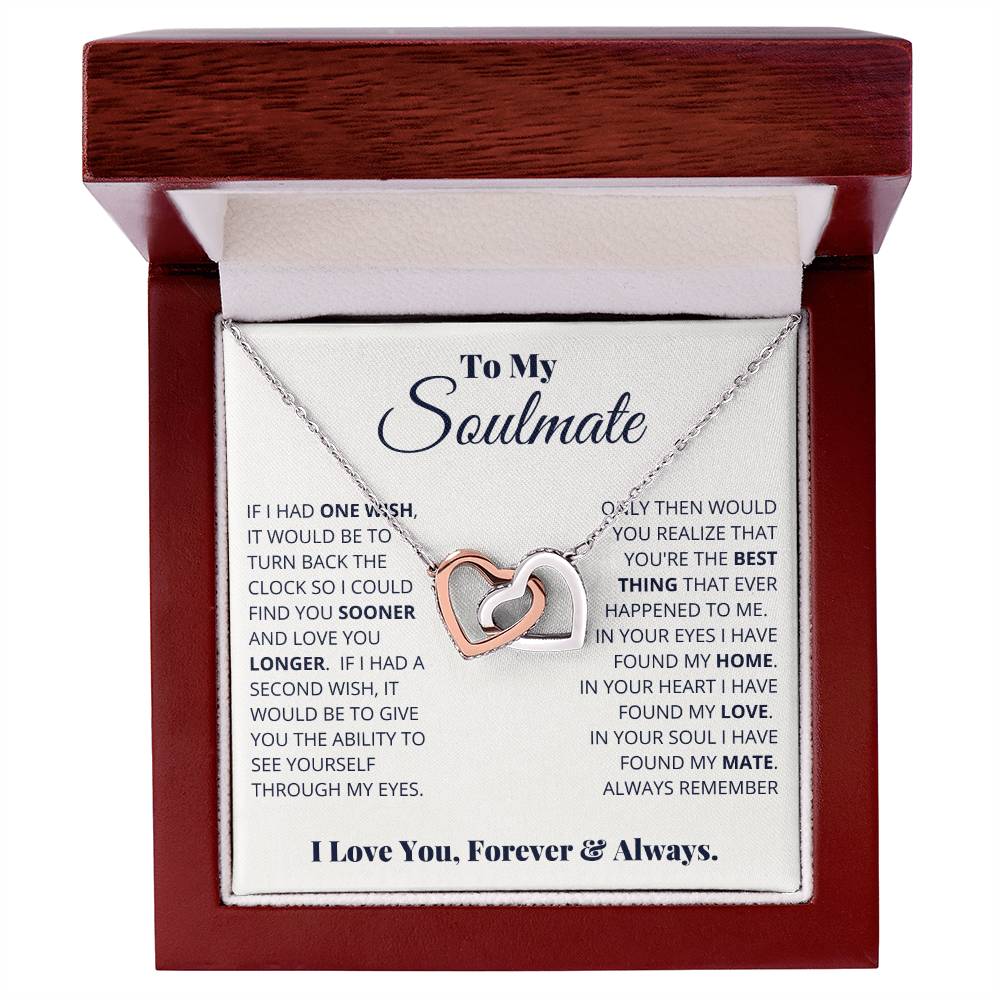 To my Soulmate, I love you forever & always, Interlocking Hearts Necklace, Gift for Wife/ Girlfriend