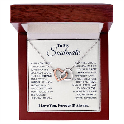 To my Soulmate, I love you forever & always, Interlocking Hearts Necklace, Gift for Wife/ Girlfriend