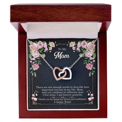 To my Mom, Thank You For Being My Friend, Interlocking Hearts Necklace, Gift from Daughter/Son