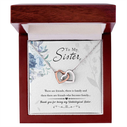To My Sister, Thank You for Being My Unbiological Sister, Interlocking Hearts Necklace