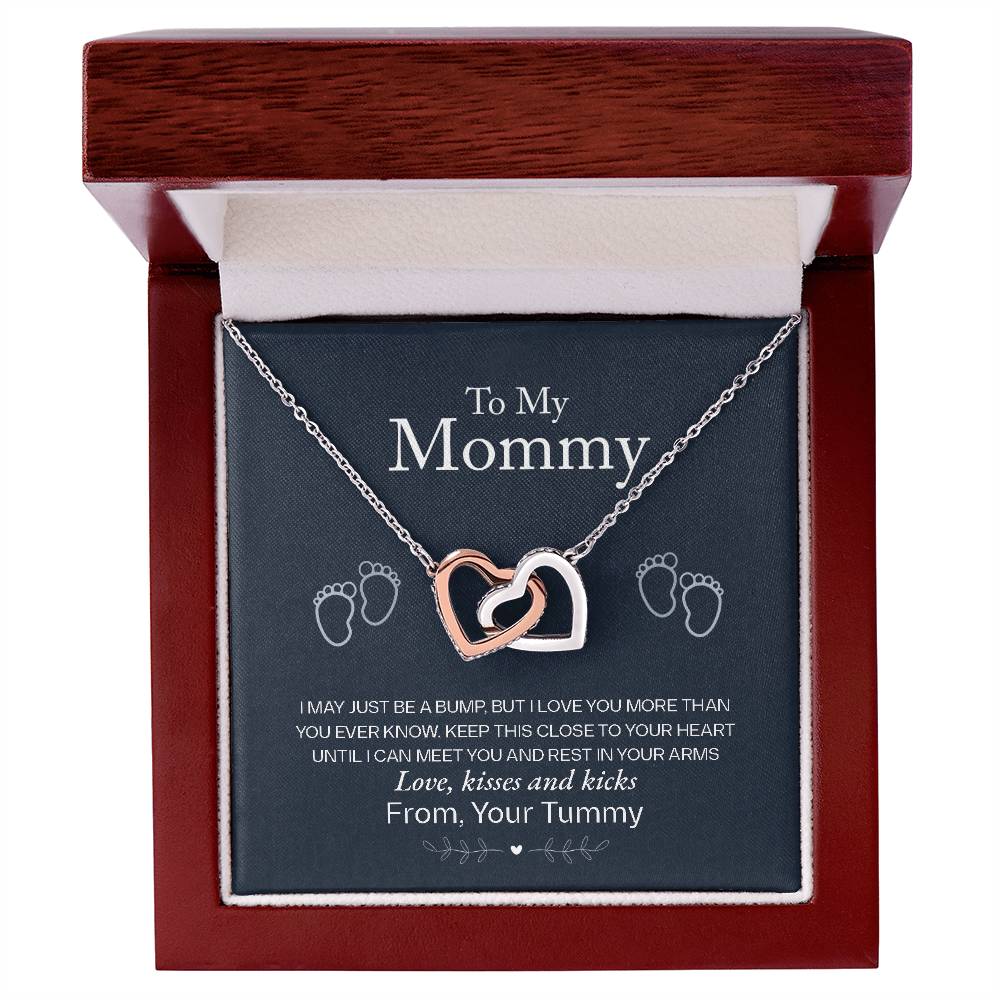 To My Mommy, Love From Your Tummy, Interlocking Hearts Necklace, Pregnancy Gift