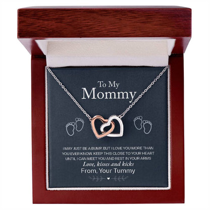 To My Mommy, Love From Your Tummy, Interlocking Hearts Necklace, Pregnancy Gift
