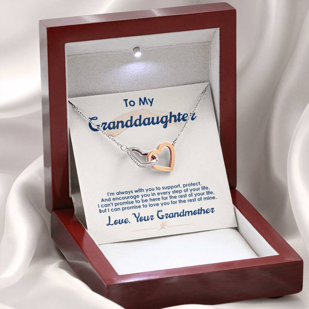 To My Granddaughter, I Love You For The Rest Of My Life, Interlocking Hearts Necklace, Gift from Grandmother