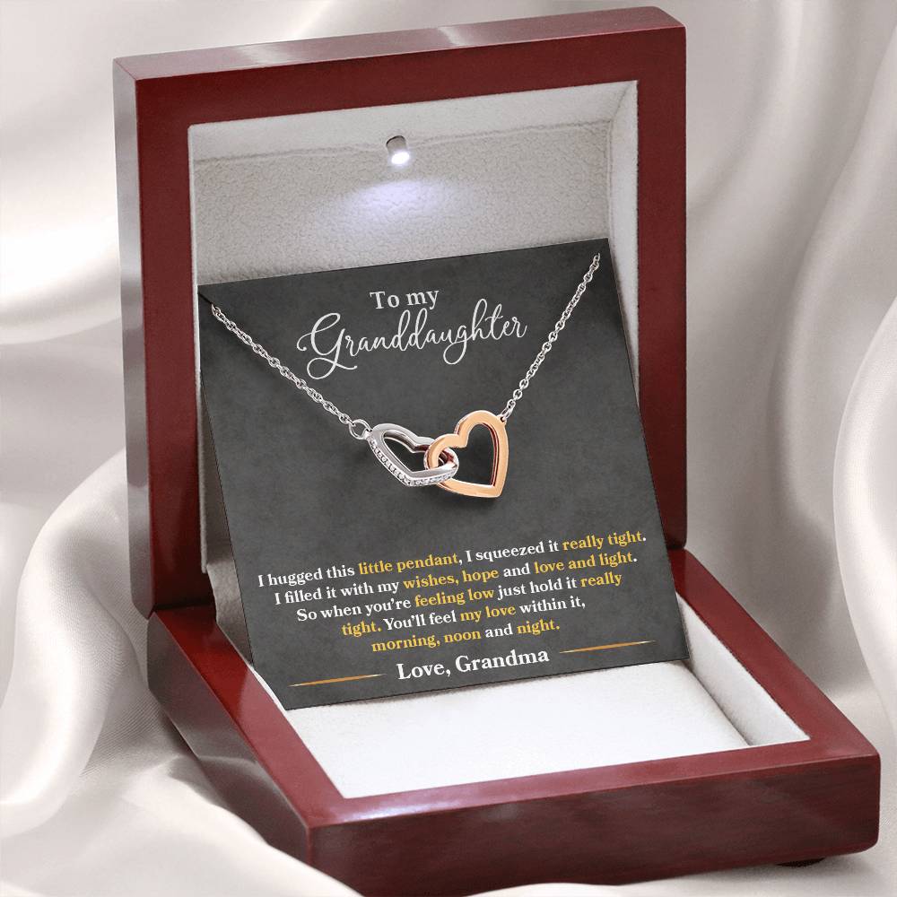 To My Granddaughter, You'll Feel My Love Within This, Interlocking Hearts Necklace, Gift from Grandma