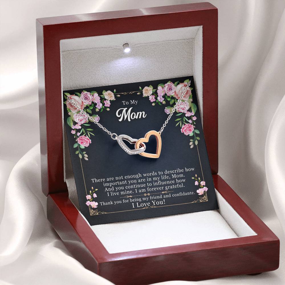 To my Mom, Thank You For Being My Friend, Interlocking Hearts Necklace, Gift from Daughter/Son