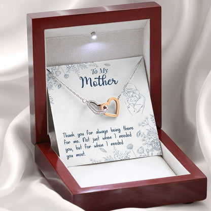 To My Mother, Thank You For Always Being There, Interlocking Hearts Necklace, Gift from Daughter