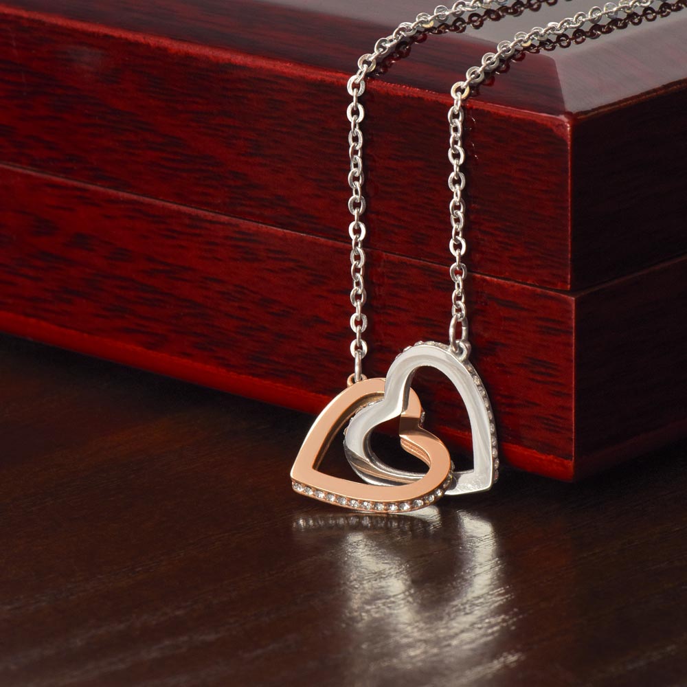 To My Mom, To Me You Are the World, Interlocking Hearts Necklace, Gift from Daughter