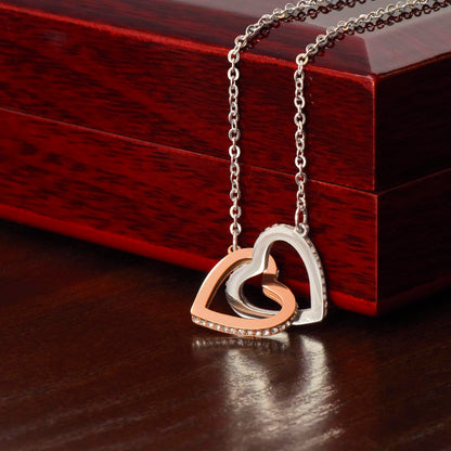 To My Mom, To Me You Are the World, Interlocking Hearts Necklace, Gift from Daughter