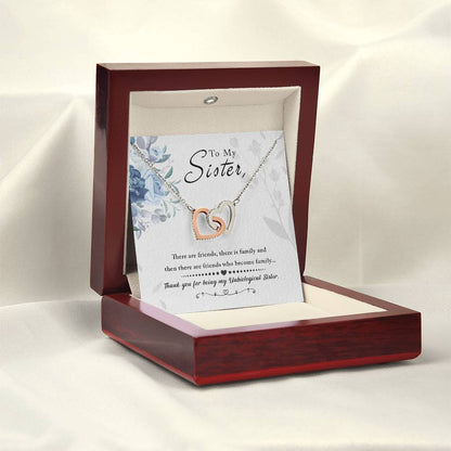 To My Sister, Thank You for Being My Unbiological Sister, Interlocking Hearts Necklace
